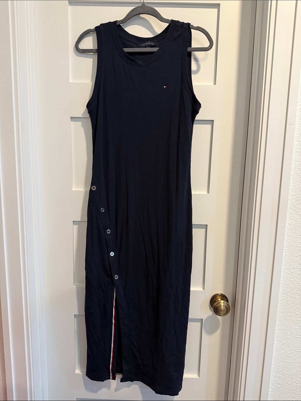 Tommy Hilfiger Dark Navy Sleeveless Button-Side Maxi Dress